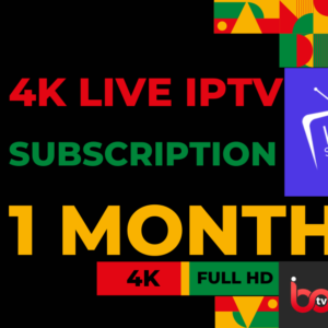 4K live IPTV subscription for 1 month offering high-definition streaming, over 35,000 live channels, and buffer-free viewing experience.