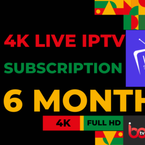 High-quality 4K live IPTV subscription for 6 months offering buffer-free streaming with over 35,000 live channels and HD & 4K content, ideal for seamless entertainment experiences.