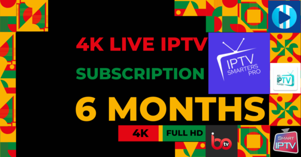 High-quality 4K live IPTV subscription for 6 months offering buffer-free streaming with over 35,000 live channels and HD & 4K content, ideal for seamless entertainment experiences.