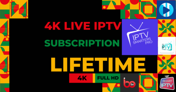 4K live IPTV subscription offering lifetime access with high-quality streaming, buffer-free experience, and a wide range of channels for endless entertainment.